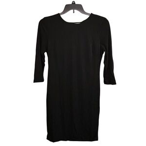 NWT Philosophy Black Dress Long Fringe 3/4 Sleeves Stretch Sz Medium